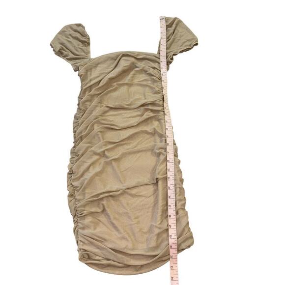 Princess Polly Charvi Mini Bodycon Scrunch Tan Dress Women’s Sz 6 Cubwear Dance - Picture 7 of 8